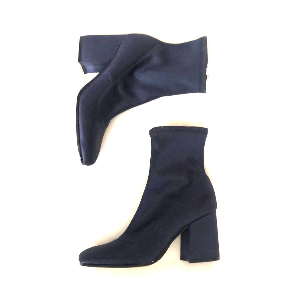 Navy Satin Marc Fisher heeled bootie